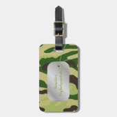PixDezines grüne Camouflage+Dogtag Gepäckanhänger (Vorderseite vertikal)