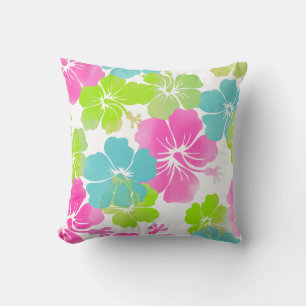 PixDezines grüne Hibiskus Leis/Diy-Hintergrund Kissen