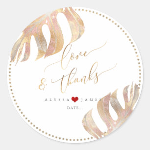 PixDezines Grüne, Imitate Metallic Monstera Runder Aufkleber