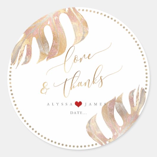 PixDezines Grüne, Imitate Metallic Monstera Runder Aufkleber (Vorderseite)