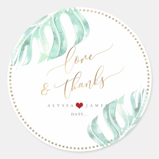 PixDezines Grüne, Monstera Grüne Meeresbucht Runder Aufkleber (Vorderseite)