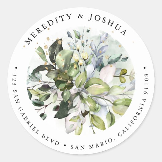 PixDezines Grüne, Sage Green Silver Foliage Runder Aufkleber (Vorderseite)