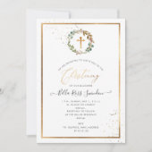 PixDezines Grüne Wasserfarbe Winter Kranz Einladung (Vorderseite)