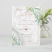 PixDezines Grünflächen Palmen+Marmor+Rose Goldenes Einladung (Stehend Vorderseite)