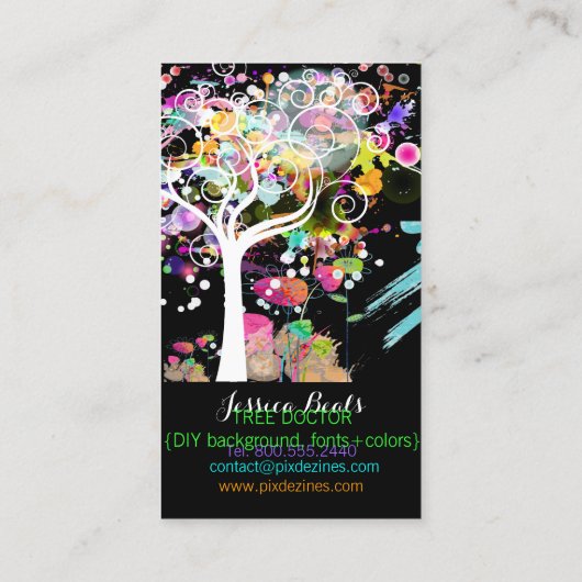 PixDezines Grunge Tree/DIY Hintergrundfarbe Visitenkarte (Rückseite)