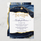 PixDezines H2 Agate, Midnight Blue Gold Einladung (Vorne/Hinten)