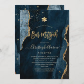 PixDezines H2 Agate, Slate Blue Gold Einladung (Vorne/Hinten)