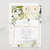 PixDezines H2 Alabaster Rose Erste Heilige Kommune Einladung (Vorne/Hinten)