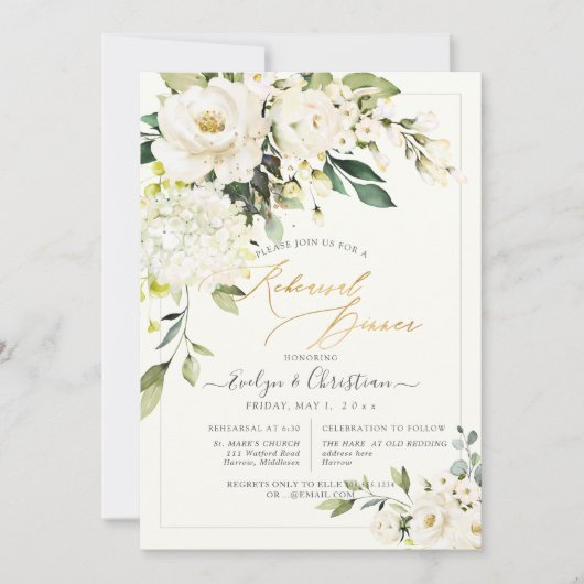 PixDezines H2 Alabaster Rose Probe Abendessen Einladung (Vorderseite)