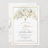 PixDezines H2 Alabaster Rose Taufe Einladung (Vorne/Hinten)