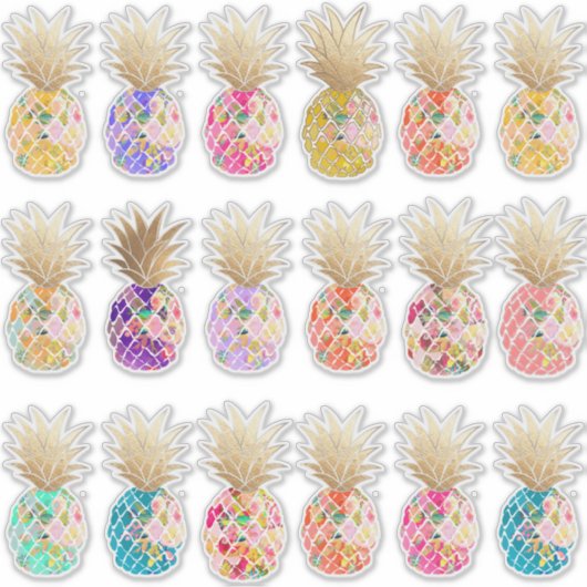 PixDezines H2 Aloha Ananas, Imitate Gold Crown St Aufkleber (Vorderseite)