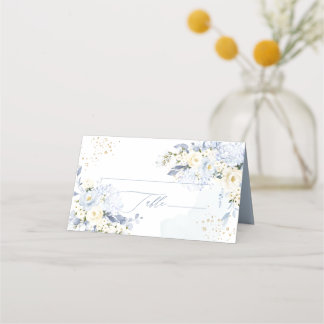 PixDezines H2 Blaue Hortensien Creme Rosen  Platzkarte