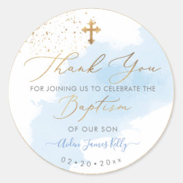 PixDezines H2 Blue Gold Dust Taufe Vielen Dank Runder Aufkleber