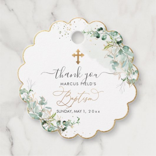 PixDezines H2 Blue Gum Eucalyptus Baptism Gefallen Geschenkanhänger (Vorderseite)