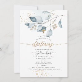 PixDezines H2 Blue Gum Eucalyptus Christening Einladung