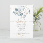 PixDezines H2 Blue Gum Eucalyptus Christening Einladung (Stehend Vorderseite)