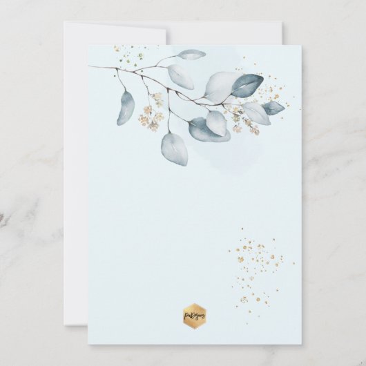 PixDezines H2 Blue Gum Eucalyptus Christening Einladung (Rückseite)