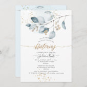 PixDezines H2 Blue Gum Eucalyptus Christening Einladung (Vorne/Hinten)