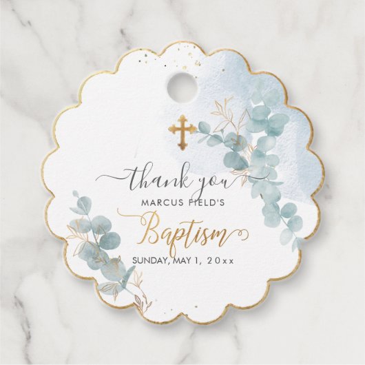 PixDezines H2 Blue Gum Eukalyptus Taufe Geschenkanhänger (Vorderseite)