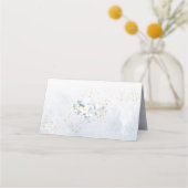 PixDezines H2 Blue Hydrangeas Alabaster Roses Platzkarte (Rückseite)