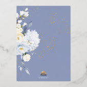 PixDezines H2 Blue Hydrangeas Creme Rose Taufen Folieneinladung (Rückseite)