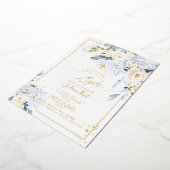 PixDezines H2 Blue Hydrangeas Creme Rose Taufen Folieneinladung (Gedreht)