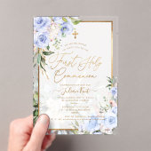 PixDezines H2 Blue Roses First Holy Communion Acryleinladungen (Insitu (Handheld))