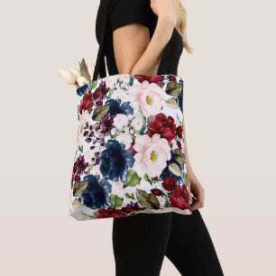 PixDezines H2 Blume Blush Burgundy Marine Tasche