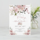 PixDezines H2 Blume Dusty Rose Hydrangeas Einladung (Stehend Vorderseite)