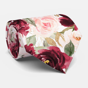 PixDezines H2 Blumen Burgunder-Rosa Rosen   Krawatte