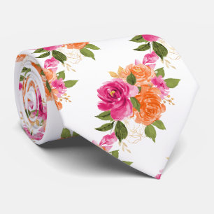 PixDezines H2 Blumen Hot Pink Orange Rosen Krawatte