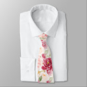 PixDezines H2 Blumen Raspberry Blush Rosa Rosen Krawatte (Gebunden)