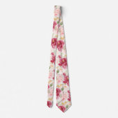 PixDezines H2 Blumen Raspberry Blush Rosa Rosen Krawatte (Rückseite)