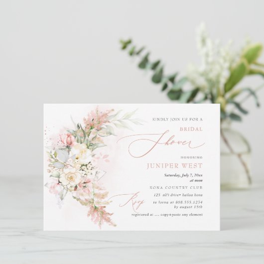 PixDezines H2 Blush Alabaster Rose Brautparty Save The Date (Stehend Vorderseite)