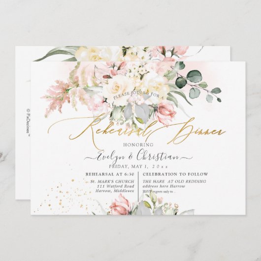 PixDezines H2 Blush Alabaster Rose Probe Einladung (Vorne/Hinten)