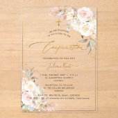 PixDezines H2 Blush Cream Roses Confirmation Acryleinladungen (Vorderseite)