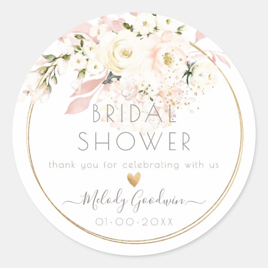 PixDezines H2 Blush Creme Rose Blush Foliage Runder Aufkleber (Vorderseite)