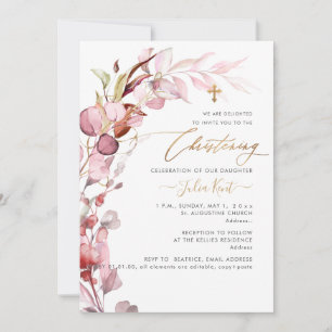 PixDezines H2 Blush Gum Eucalyptus Christening Einladung