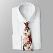 PixDezines H2 Blush Pink Burgundy Flowers  Krawatte (Gebunden)