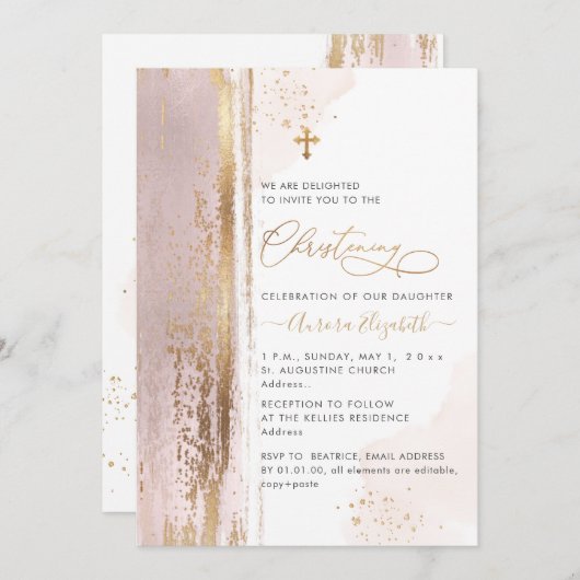 PixDezines H2 Blush Pink Einladung (Vorne/Hinten)