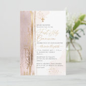 PixDezines H2 Blush Pink Erste heilige Kommunion I Einladung (Stehend Vorderseite)