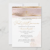 PixDezines H2 Blush Pink First Holy Communion Invi Einladung (Vorderseite)
