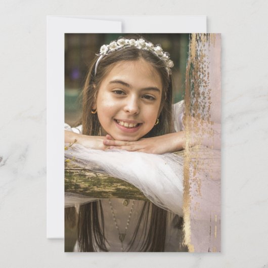 PixDezines H2 Blush Pink First Holy Communion Invi Einladung (Rückseite)