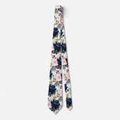 PixDezines H2 Blush Pink Navy Flowers  Krawatte (Vorderseite)