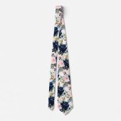 PixDezines H2 Blush Pink Navy Flowers  Krawatte (Rückseite)