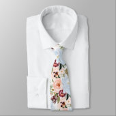 PixDezines H2 Blush Rosa Staubblau Blumen Krawatte (Gebunden)