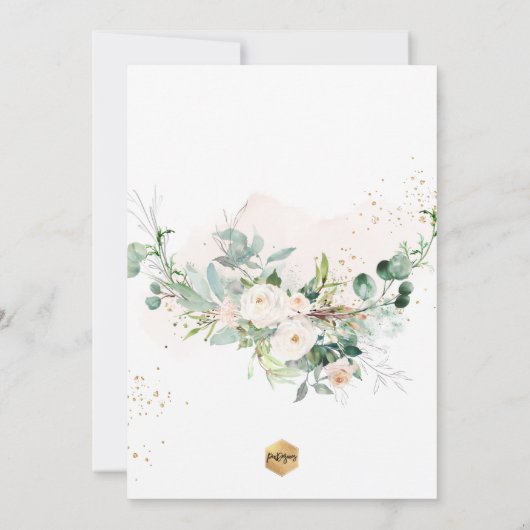 PixDezines H2 Blush Rose Christening Einladung (Rückseite)