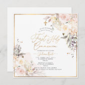 PixDezines H2 Blush Rose Erste Heilige Kommune Einladung (Vorne/Hinten)