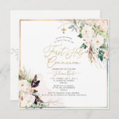 PixDezines H2 Blush Rose Erste Heilige Kommune Einladung (Vorne/Hinten)