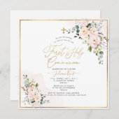 PixDezines H2 Blush Rose Erste Heilige Kommune Einladung (Vorne/Hinten)